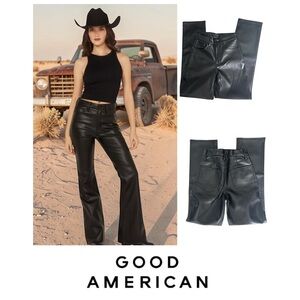 Good American Women's Good Legs High Rise Faux Leather Flare Pants